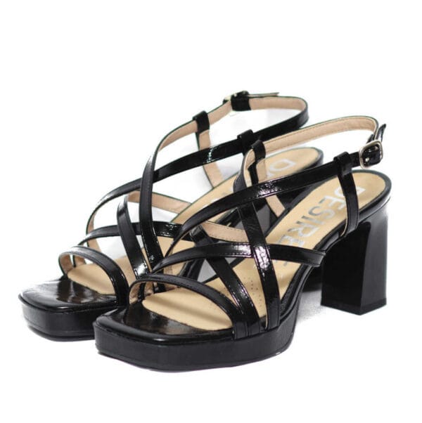 Desiree Λουστριν Μαύρα Ανατομικά Πέδιλα με Λουράκια