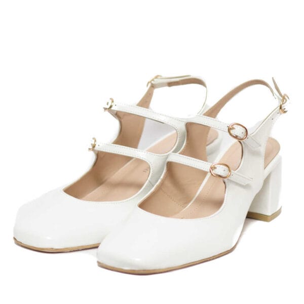 Gabriela Valeri Handcrafted Άσπρο Πέδιλο με Λουράκια