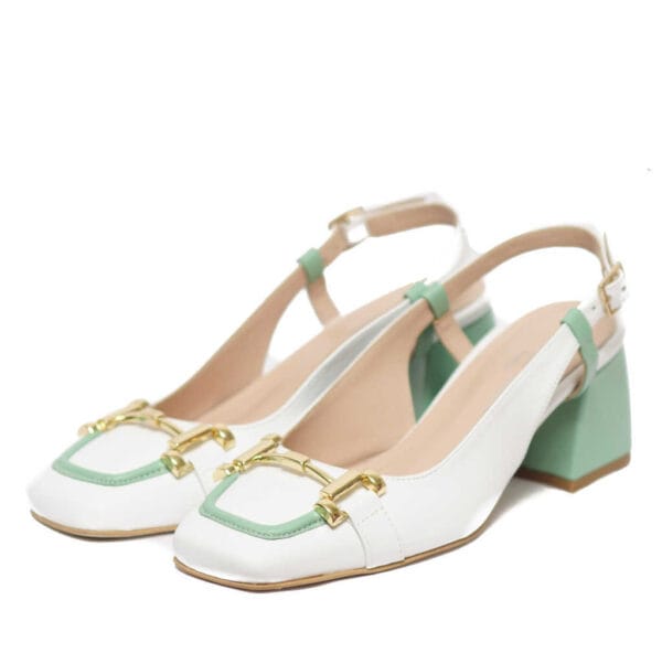 Gabriela Valeri Handcrafted Δίχρωμο Πέδιλο με Αλυσιδάκι