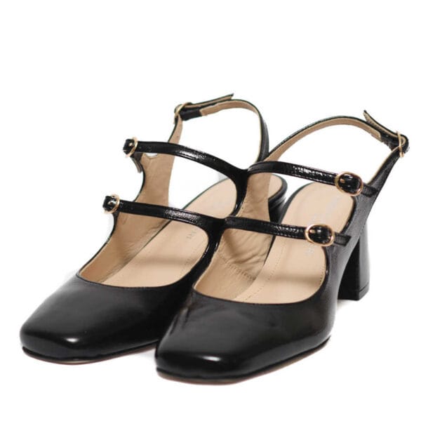 Gabriela Valeri Handcrafted Μαύρο Πέδιλο με Λουράκια