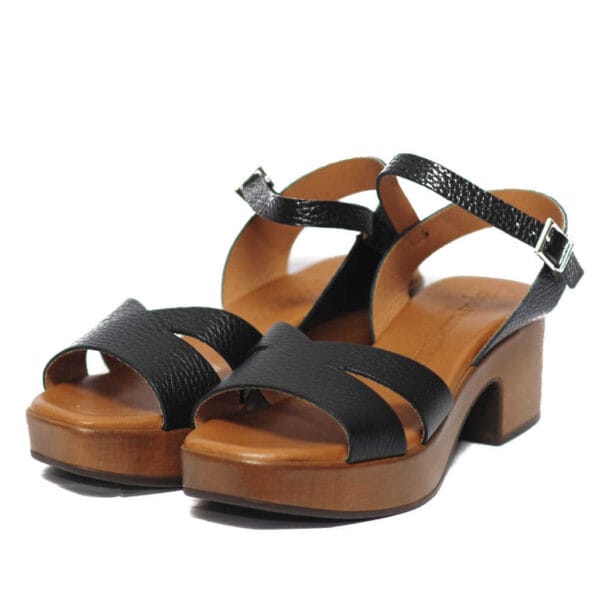 Sparwoman Μαύρα Πέδιλα με Μεσαίο Τακούνι