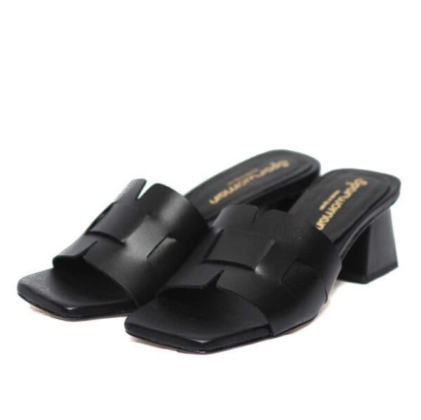 Sparwoman Μαύρες Mules με Μεσαίο Τακούνι