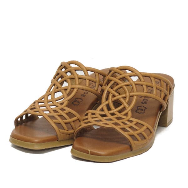 Eva Frutos Ταμπά Παντόφλα με Δερμάτινη Πλέξη