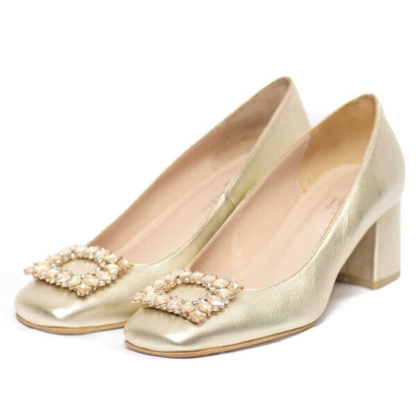 Gabriela Valeri Χρυσή Γόβα με Κόσμημα