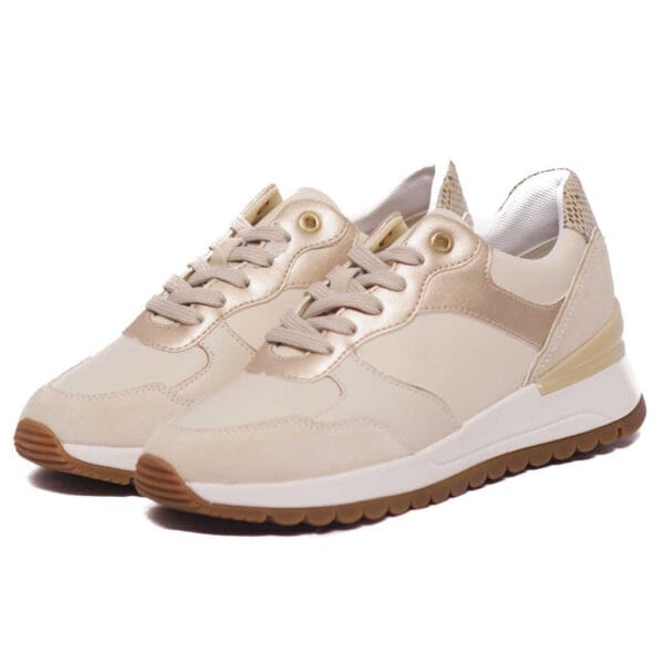 Geox Γυναικεία Sneakers Μπεζ Χρυσό D4500b 022fu C5322