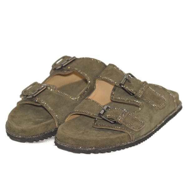 Studio Mode Χακί Παντόφλες με Στρας – 77