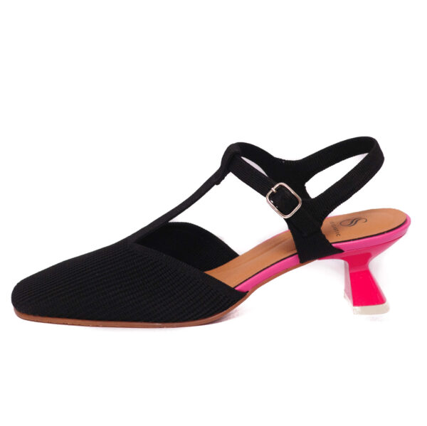 Miss Elastic Γυναικεία Γόβα Μαύρη με Φούξια Τακούνι 876403 65/1