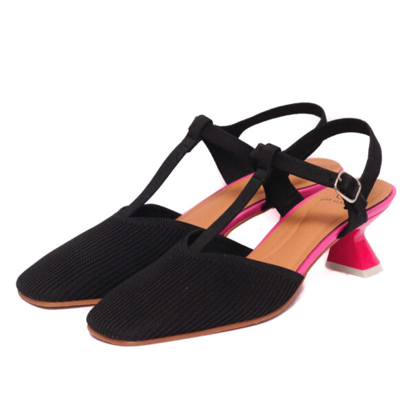 Miss Elastic Γυναικεία Γόβα Μαύρη με Φούξια Τακούνι 876403 65/1