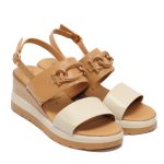 REPO 20216 Δερμάτινα Δίχρωμα Πέδιλα με Ρυθμιζόμενο Αυτοκόλλητο - Image 2