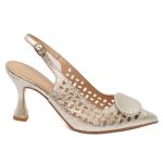 Gabriela Valeri Γυναικείες Ασημί Slingback Γόβες με Διάτρητο Σχέδιο - 1334