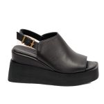 Mago Μαύρα Platform Mules με Slingback Λουράκι και Chunky Σόλα