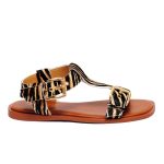 ALPE Γυναικεία Flat Σανδάλια Zebra Print με Χρυσές Αγκράφες -5598 A201