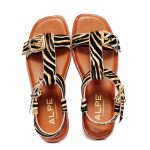 ALPE Γυναικεία Flat Σανδάλια Zebra Print με Χρυσές Αγκράφες -5598 A201 - Image 3
